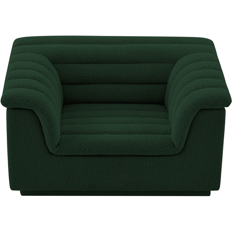 Bowery Hill Contemporary Deep Channel Tufted Rich Green Boucle Fabric Chair