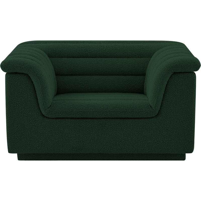 Bowery Hill Contemporary Deep Channel Tufted Rich Green Boucle Fabric Chair