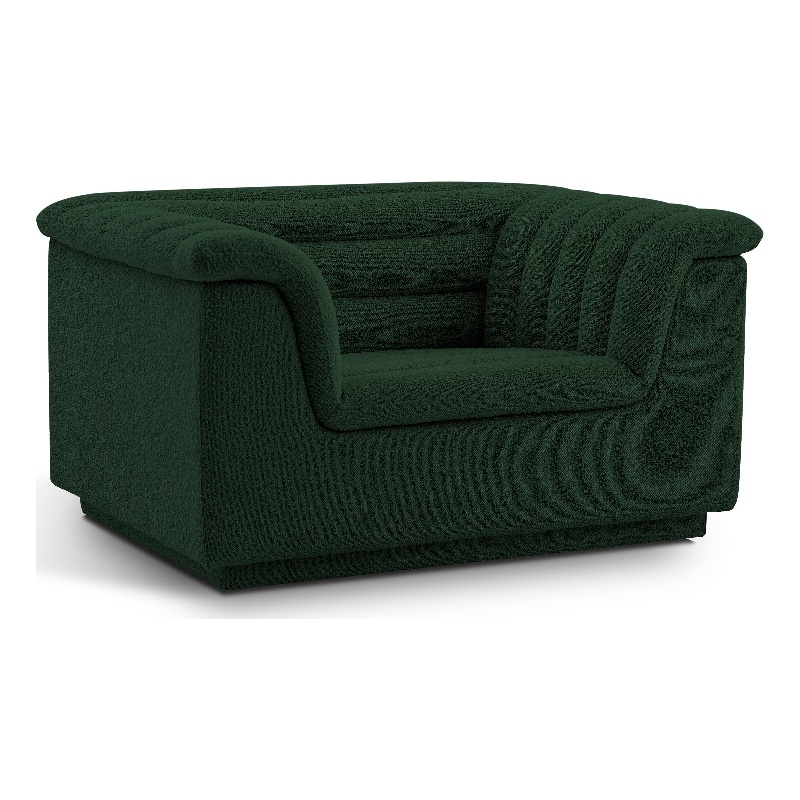 Bowery Hill Contemporary Deep Channel Tufted Rich Green Boucle Fabric Chair