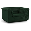 Bowery Hill Contemporary Deep Channel Tufted Rich Green Boucle Fabric Chair