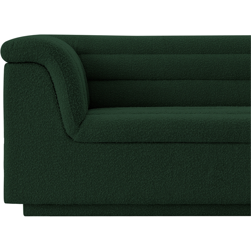 Bowery Hill Contemporary Deep Channel Tufted Rich Green Boucle Fabric Sofa