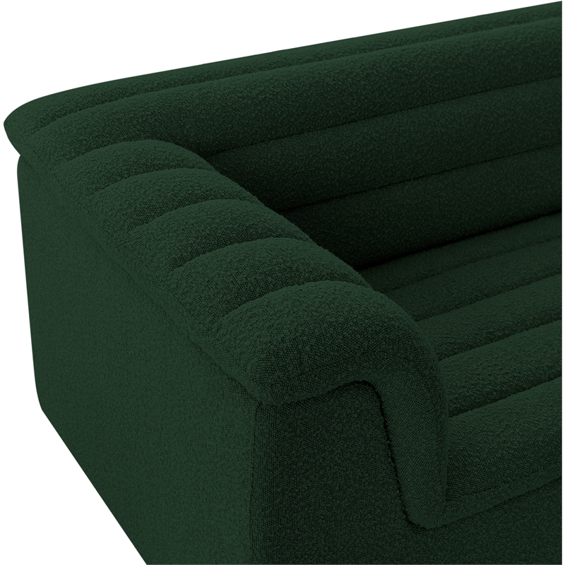 Bowery Hill Contemporary Deep Channel Tufted Rich Green Boucle Fabric Sofa
