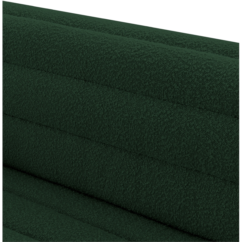 Bowery Hill Contemporary Deep Channel Tufted Rich Green Boucle Fabric Sofa