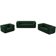 Bowery Hill Contemporary Deep Channel Tufted Rich Green Boucle Fabric Sofa