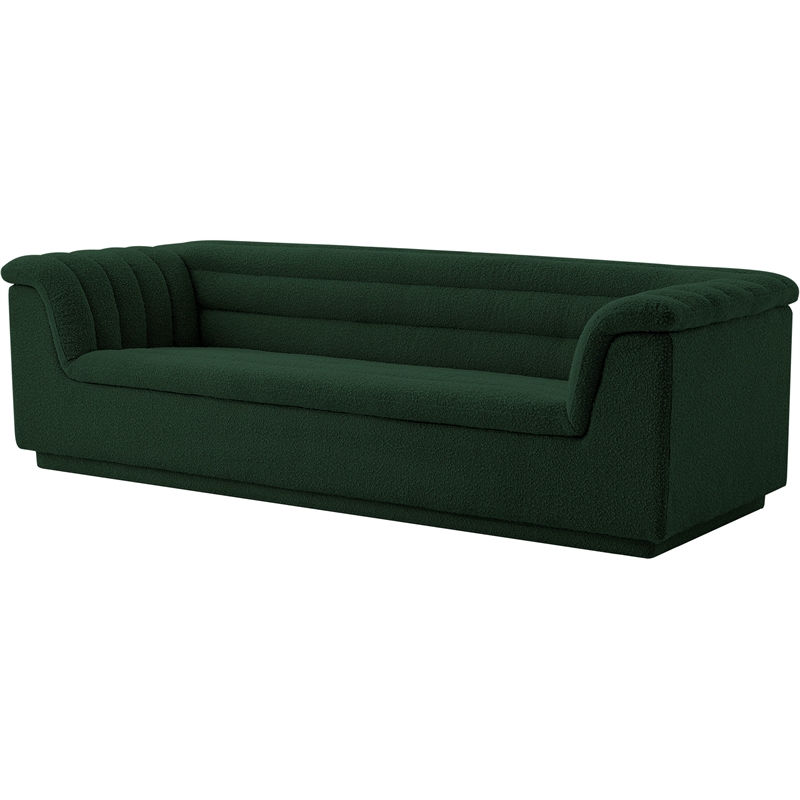Bowery Hill Contemporary Deep Channel Tufted Rich Green Boucle Fabric Sofa