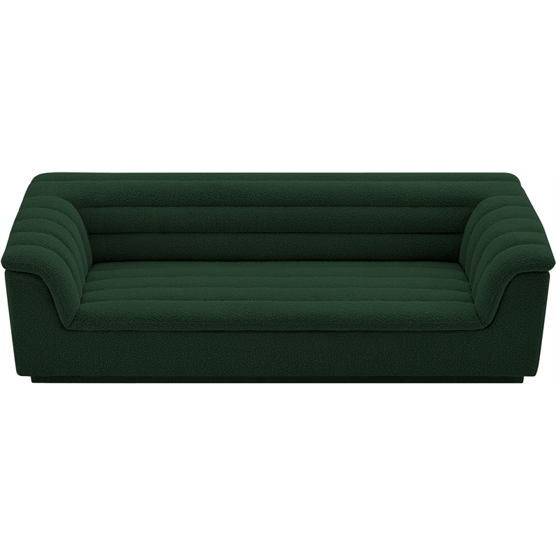 Bowery Hill Contemporary Deep Channel Tufted Rich Green Boucle Fabric Sofa