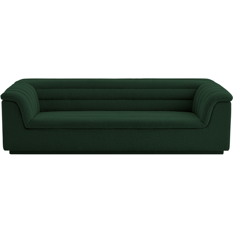 Bowery Hill Contemporary Deep Channel Tufted Rich Green Boucle Fabric Sofa