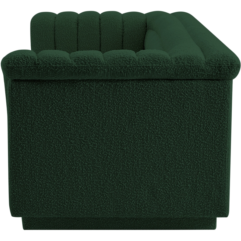 Bowery Hill Contemporary Deep Channel Tufted Rich Green Boucle Fabric Sofa