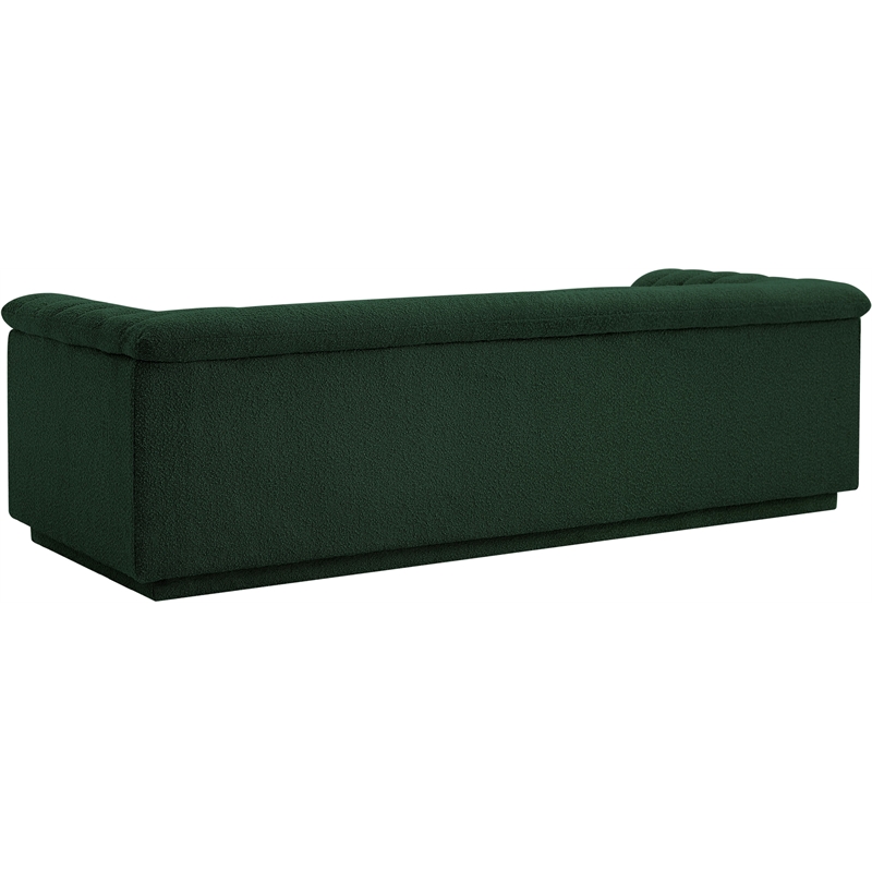 Bowery Hill Contemporary Deep Channel Tufted Rich Green Boucle Fabric Sofa