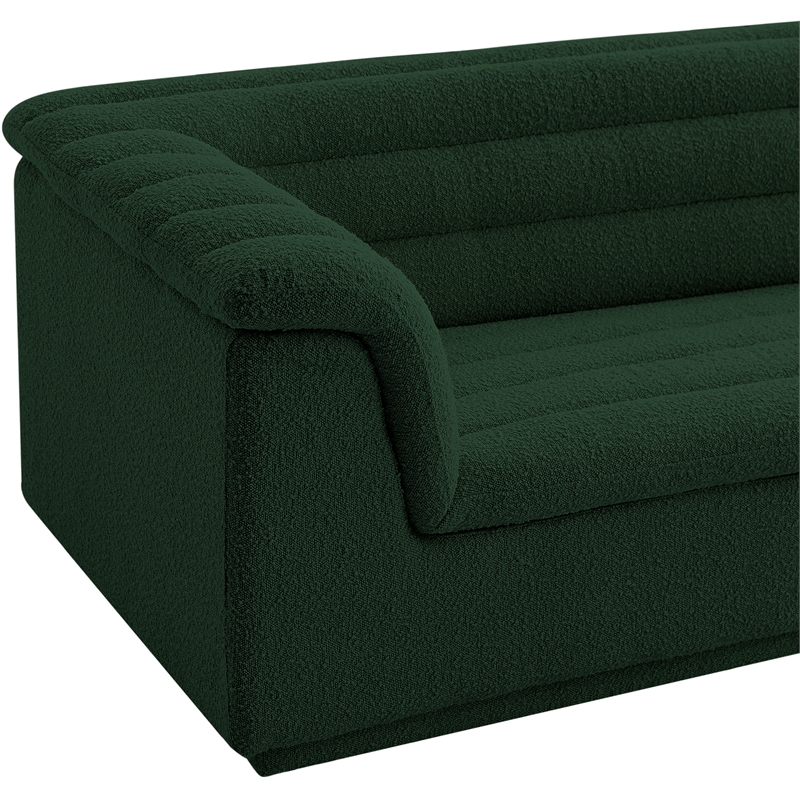Bowery Hill Contemporary Deep Channel Tufted Rich Green Boucle Fabric Sofa