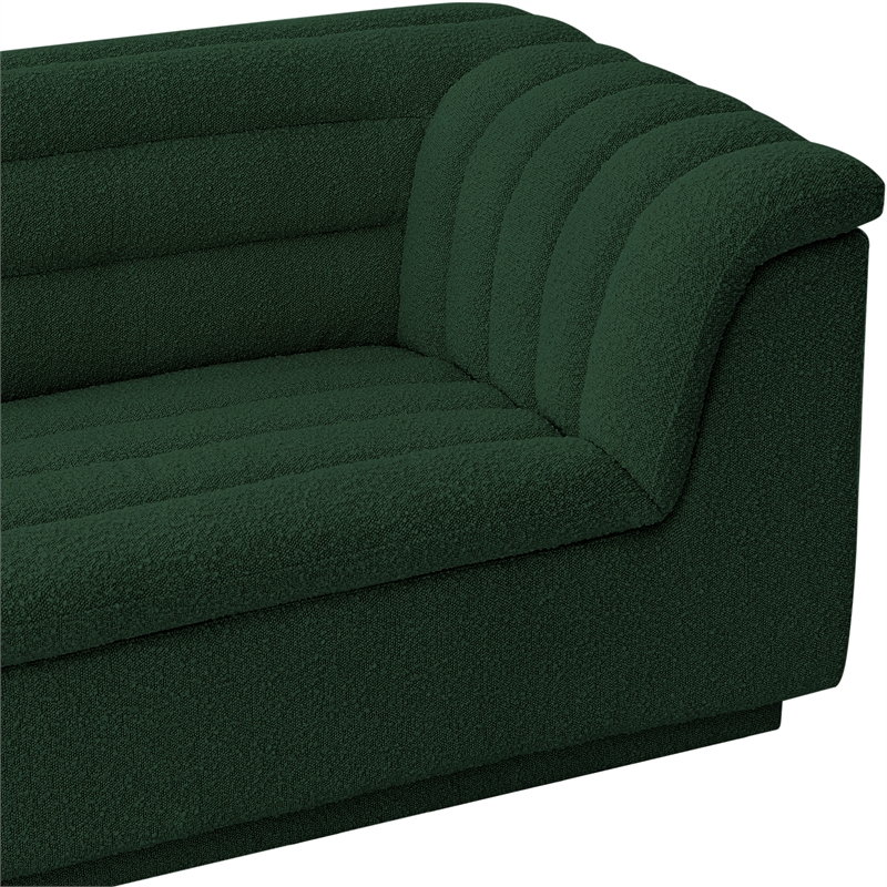 Bowery Hill Contemporary Deep Channel Tufted Rich Green Boucle Fabric Sofa