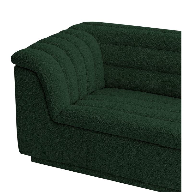 Bowery Hill Contemporary Deep Channel Tufted Rich Green Boucle Fabric Sofa