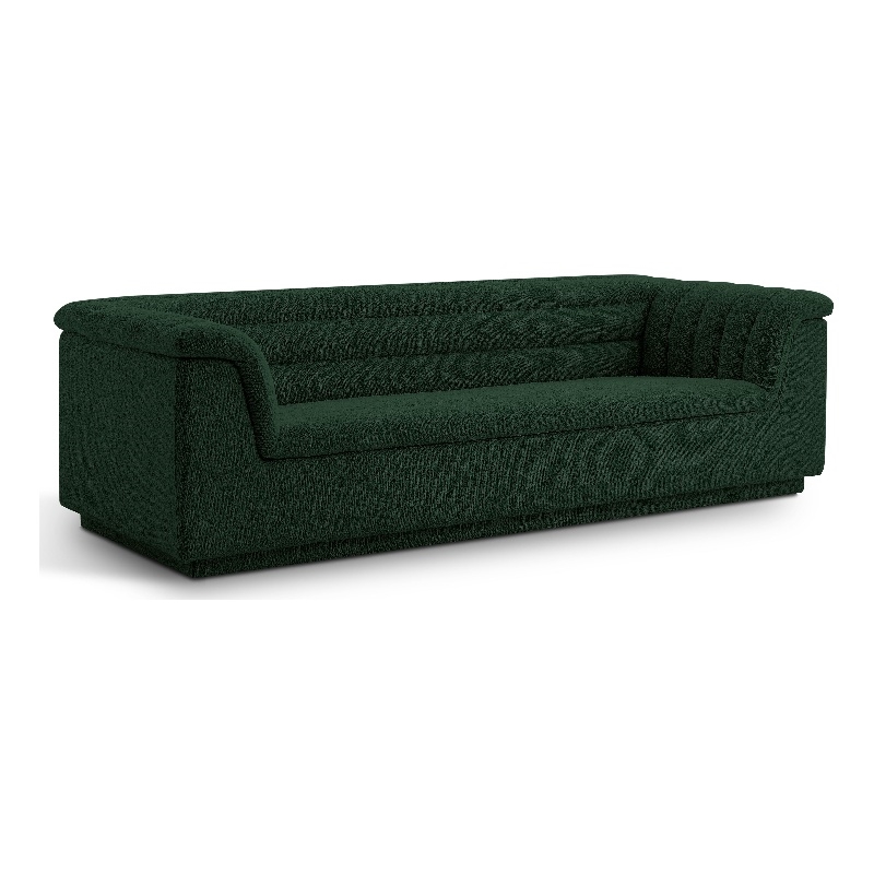 Bowery Hill Contemporary Deep Channel Tufted Rich Green Boucle Fabric Sofa