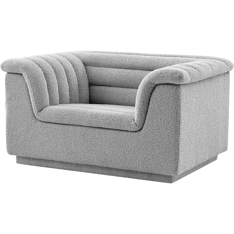 Bowery Hill Contemporary Deep Channel Tufted Rich Grey Boucle Fabric Chair