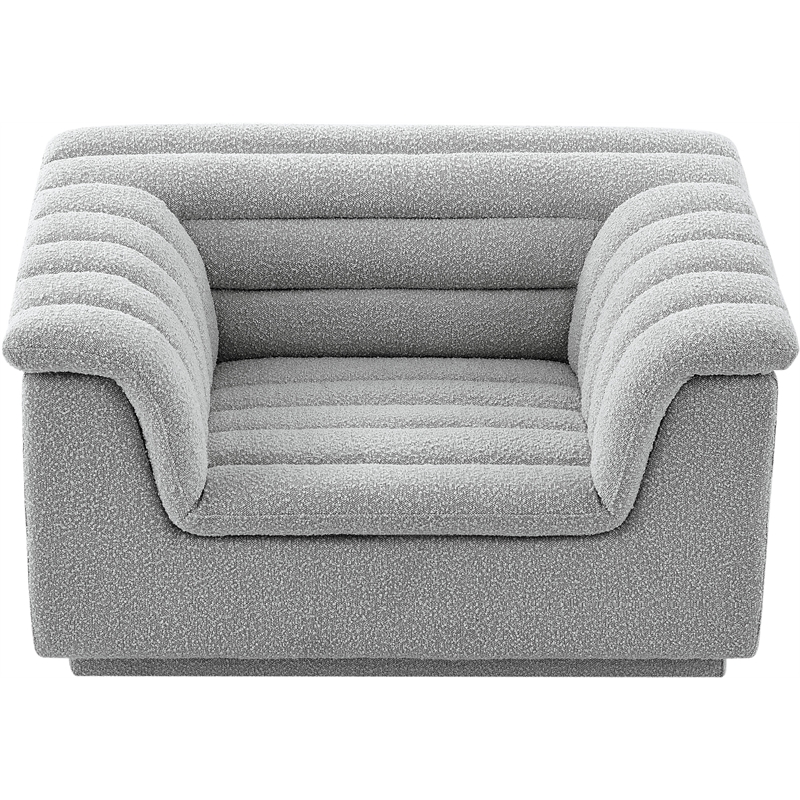 Bowery Hill Contemporary Deep Channel Tufted Rich Grey Boucle Fabric Chair