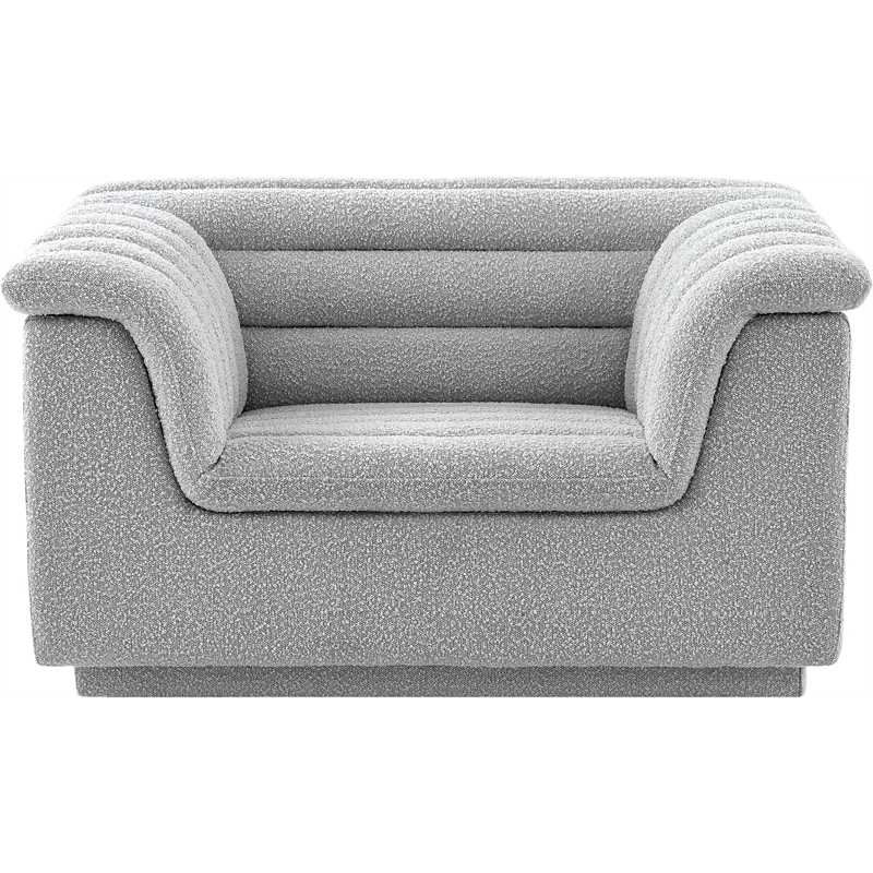 Bowery Hill Contemporary Deep Channel Tufted Rich Grey Boucle Fabric Chair