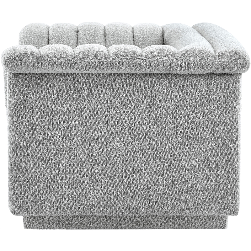 Bowery Hill Contemporary Deep Channel Tufted Rich Grey Boucle Fabric Chair