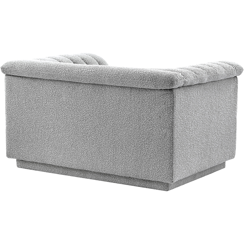 Bowery Hill Contemporary Deep Channel Tufted Rich Grey Boucle Fabric Chair