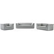 Bowery Hill Contemporary Deep Channel Tufted Rich Grey Boucle Fabric Sofa