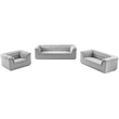 Bowery Hill Contemporary Deep Channel Tufted Rich Grey Boucle Fabric Sofa