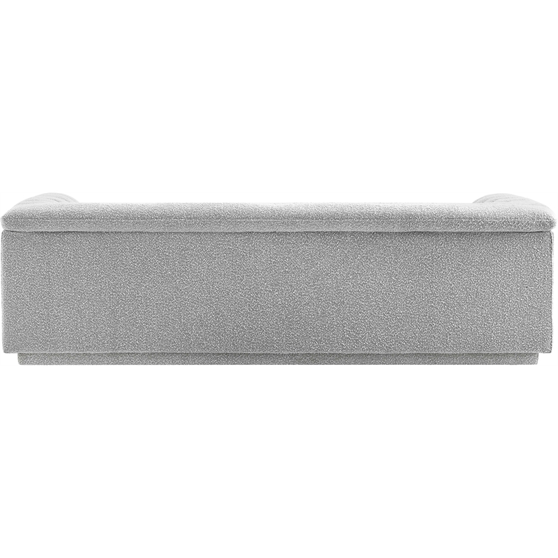 Bowery Hill Contemporary Deep Channel Tufted Rich Grey Boucle Fabric Sofa
