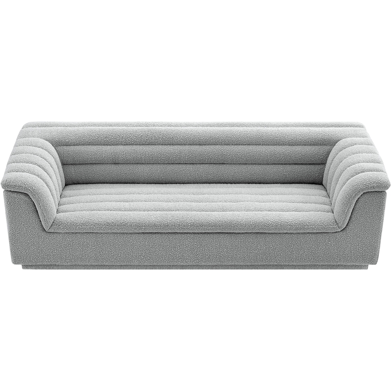 Bowery Hill Contemporary Deep Channel Tufted Rich Grey Boucle Fabric Sofa