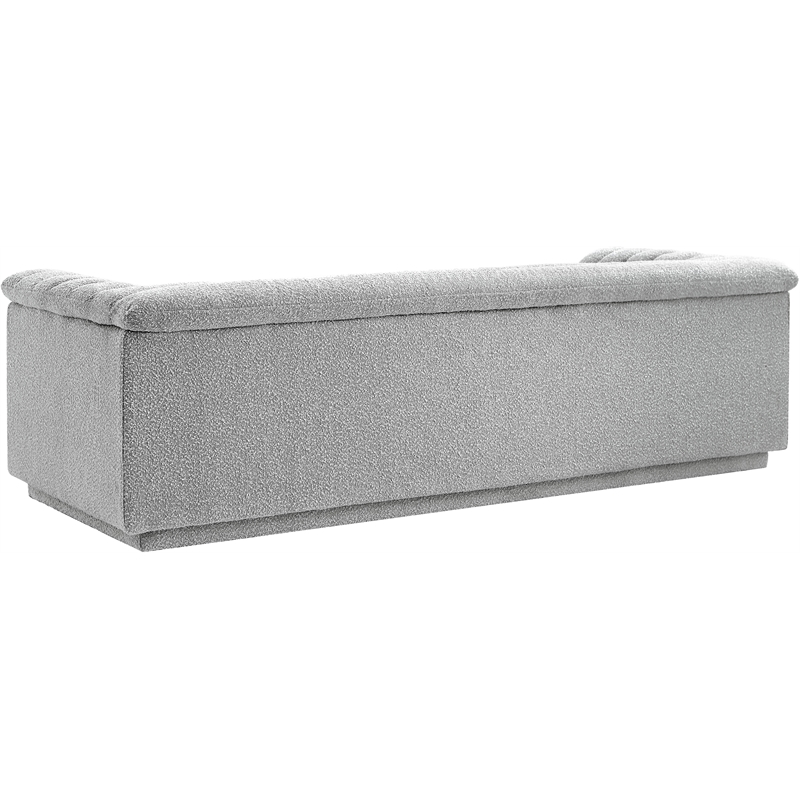 Bowery Hill Contemporary Deep Channel Tufted Rich Grey Boucle Fabric Sofa
