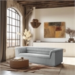 Bowery Hill Contemporary Deep Channel Tufted Rich Grey Boucle Fabric Sofa