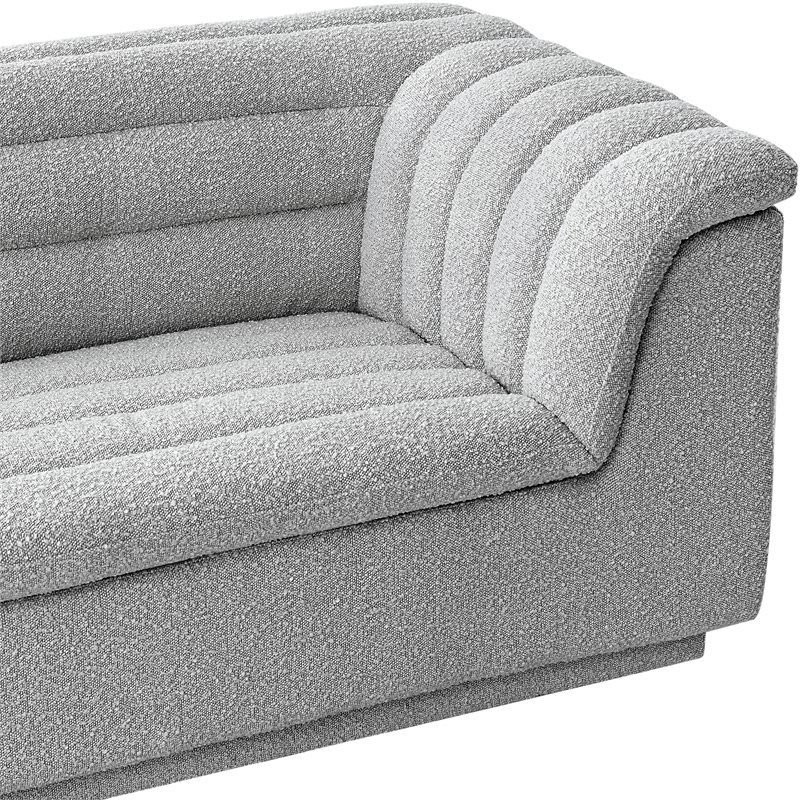 Bowery Hill Contemporary Deep Channel Tufted Rich Grey Boucle Fabric Sofa