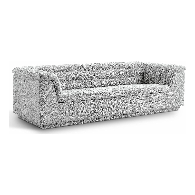 Bowery Hill Contemporary Deep Channel Tufted Rich Grey Boucle Fabric Sofa