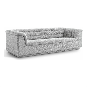 Bowery Hill Contemporary Deep Channel Tufted Rich Grey Boucle Fabric Sofa