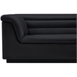Bowery Hill Contemporary Deep Channel Tufted Soft Black Velvet Fabric Sofa