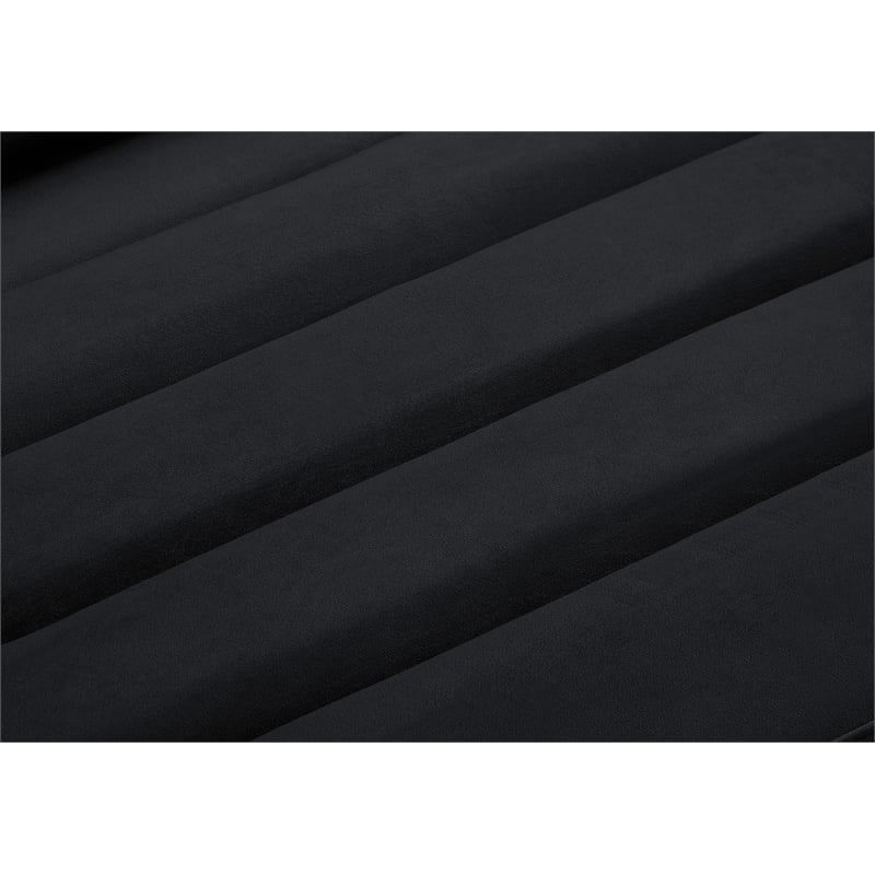 Bowery Hill Contemporary Deep Channel Tufted Soft Black Velvet Fabric Sofa