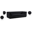 Bowery Hill Contemporary Deep Channel Tufted Soft Black Velvet Fabric Sofa