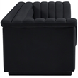 Bowery Hill Contemporary Deep Channel Tufted Soft Black Velvet Fabric Sofa