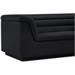 Bowery Hill Contemporary Deep Channel Tufted Soft Black Velvet Fabric Sofa