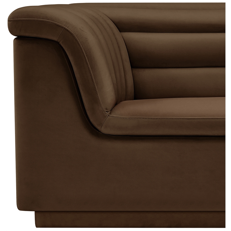 Bowery Hill Contemporary Deep Channel Tufted Soft Brown Velvet Fabric Chair