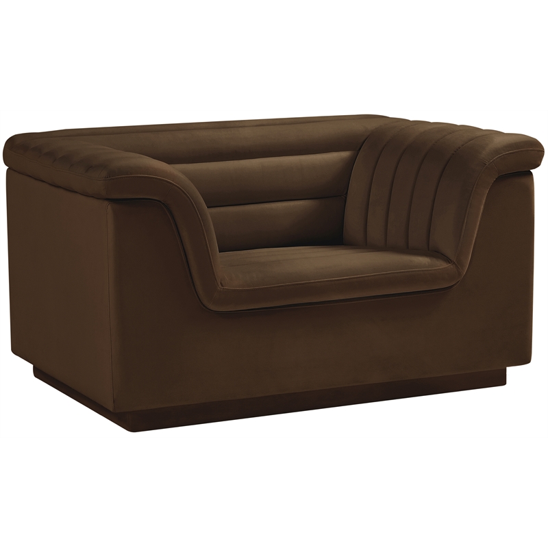 Bowery Hill Contemporary Deep Channel Tufted Soft Brown Velvet Fabric Chair
