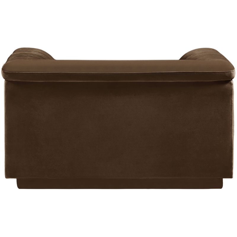Bowery Hill Contemporary Deep Channel Tufted Soft Brown Velvet Fabric Chair