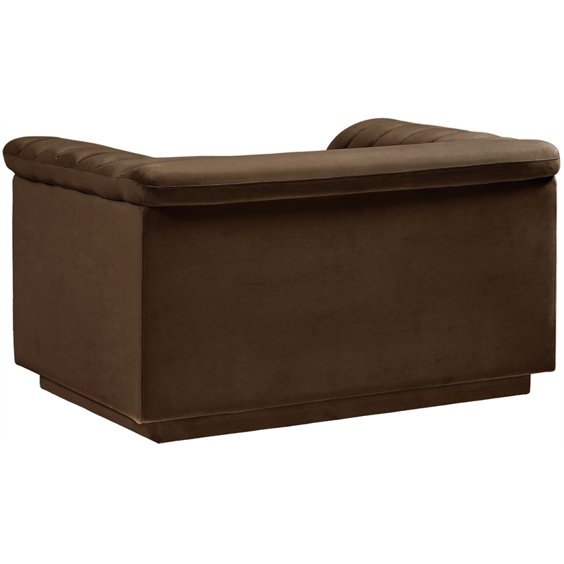 Bowery Hill Contemporary Deep Channel Tufted Soft Brown Velvet Fabric Chair