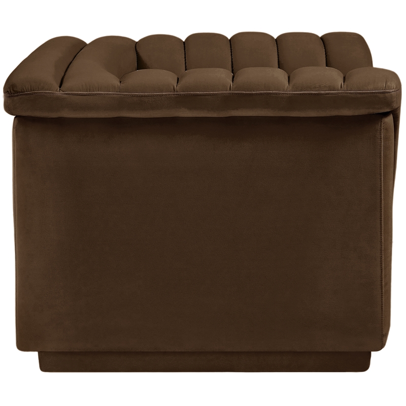 Bowery Hill Contemporary Deep Channel Tufted Soft Brown Velvet Fabric Chair