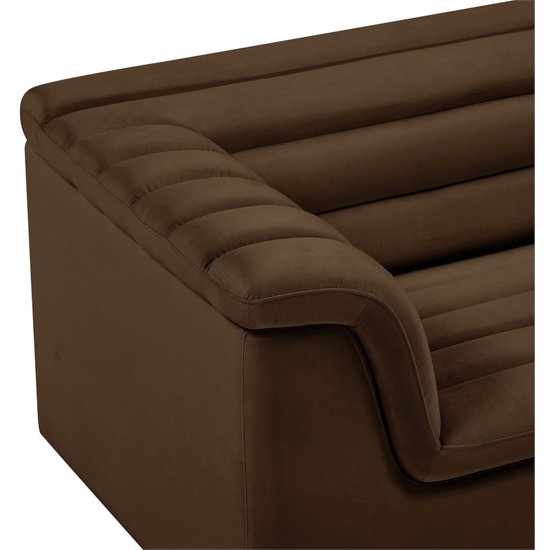 Bowery Hill Contemporary Deep Channel Tufted Soft Brown Velvet Fabric Chair