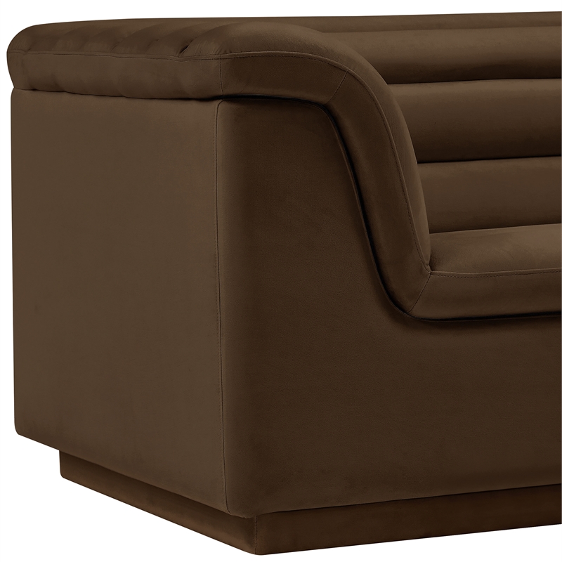 Bowery Hill Contemporary Deep Channel Tufted Soft Brown Velvet Fabric Chair
