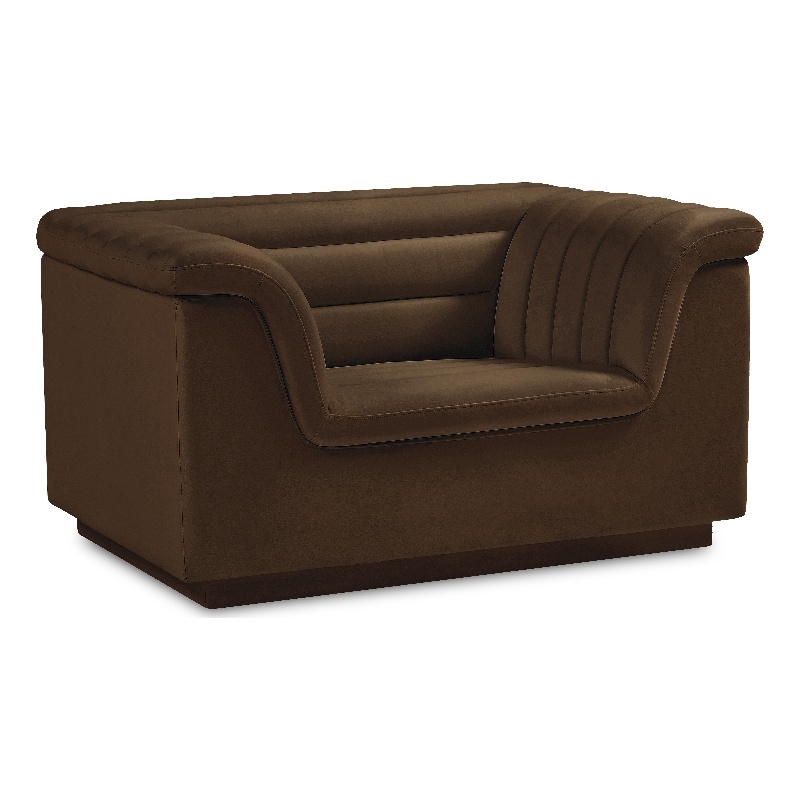 Bowery Hill Contemporary Deep Channel Tufted Soft Brown Velvet Fabric Chair