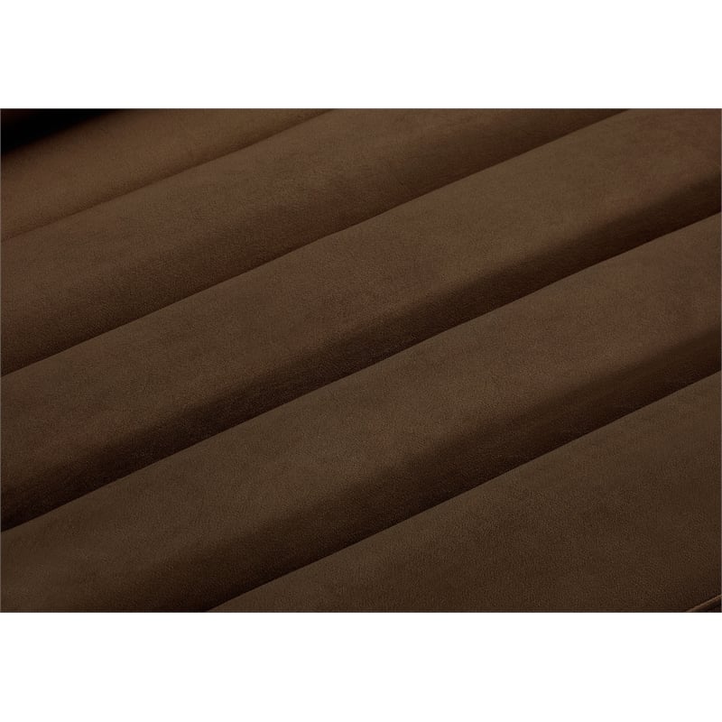 Bowery Hill Contemporary Deep Channel Tufted Soft Brown Velvet Fabric Sofa