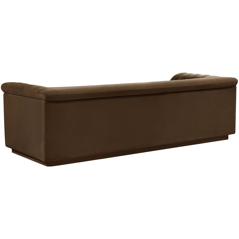 Bowery Hill Contemporary Deep Channel Tufted Soft Brown Velvet Fabric Sofa