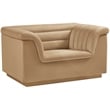 Bowery Hill Contemporary Deep Channel Tufted Soft Camel Velvet Fabric Chair