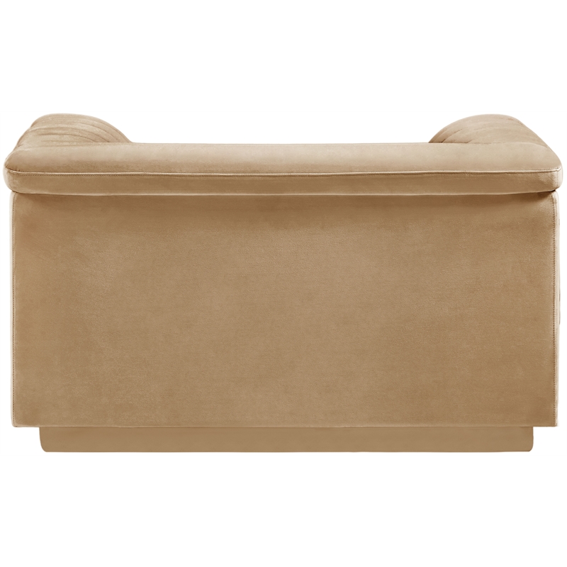Bowery Hill Contemporary Deep Channel Tufted Soft Camel Velvet Fabric Chair