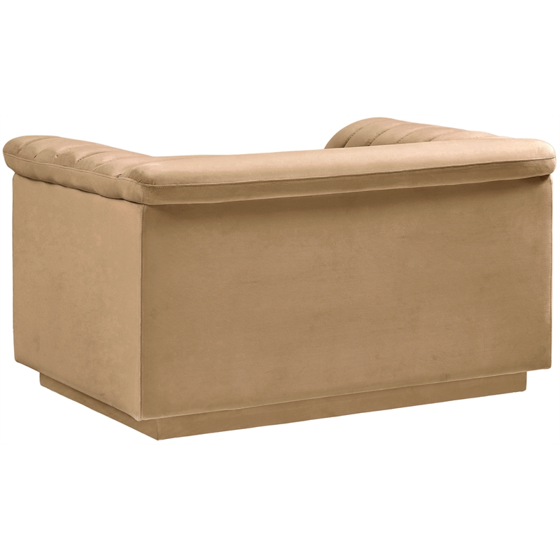 Bowery Hill Contemporary Deep Channel Tufted Soft Camel Velvet Fabric Chair