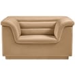 Bowery Hill Contemporary Deep Channel Tufted Soft Camel Velvet Fabric Chair